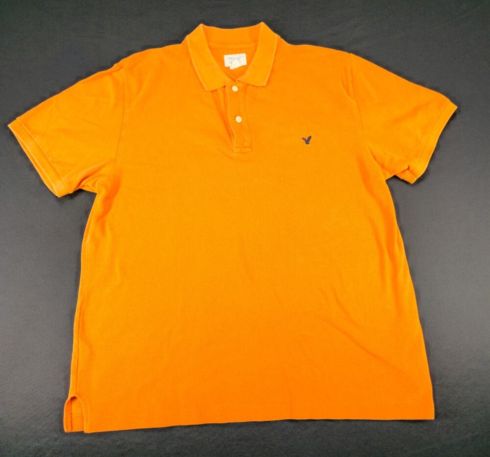 American Eagle Outfitters Polo Shirt Men's Large Orange Short Sleeve Cotton Logo